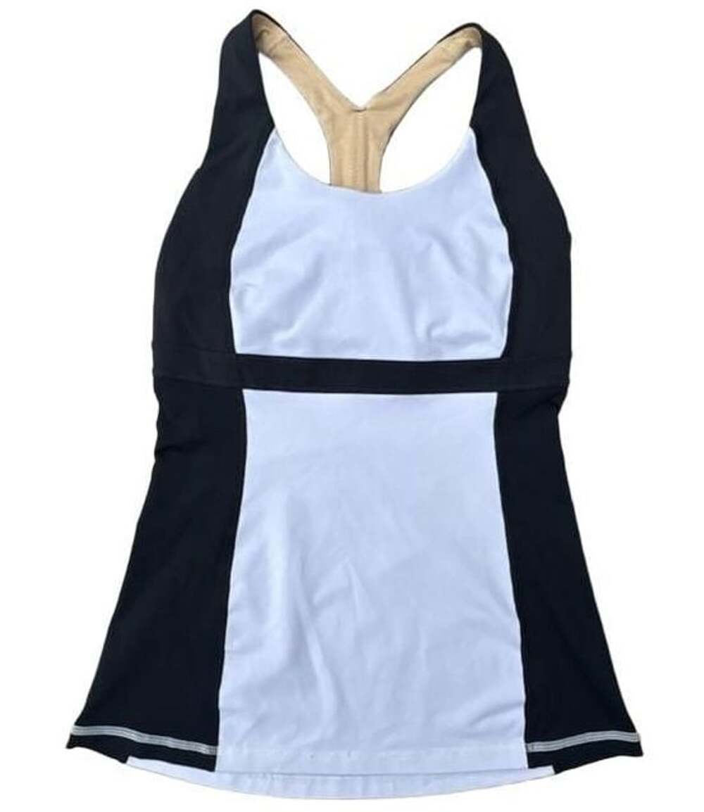 Lululemon Run Fast Track Tank Black White Colorblocked Athletic Workout Top